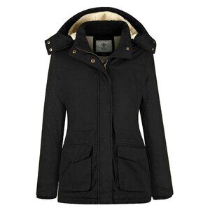 Winter Sherpa Lined Parka Coat with Hood Heavyweight Warm Jacket